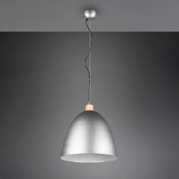 Reality Leuchten Suspension Jagger, à une lampe, Ø 40 cm, nickel Reality Leuchten