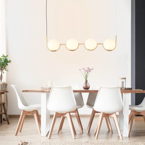 Brilliant Suspension Glint avec abat-jour en verre, à 4 lampes Brilliant