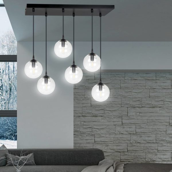 EMIBIG LIGHTING Suspension Glassy 6 lampes droite verre clair EMIBIG LIGHTING