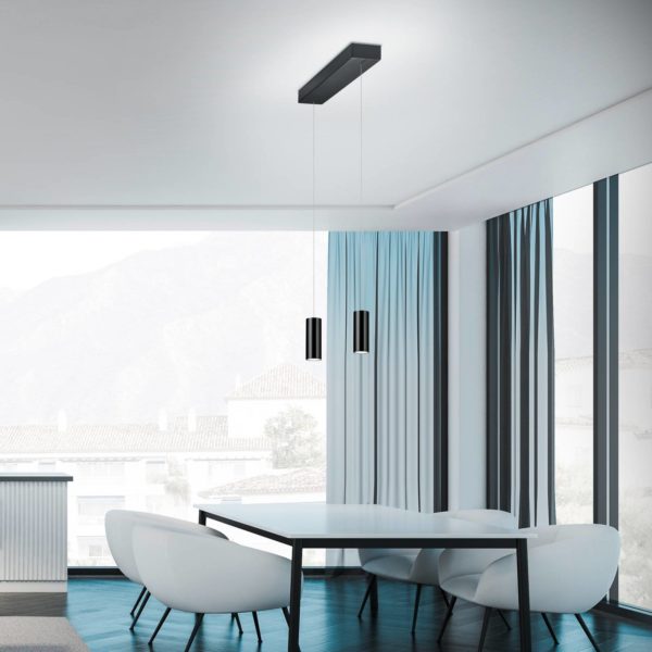Knapstein Suspension LED Helli up/down à 2 lampes noire Knapstein