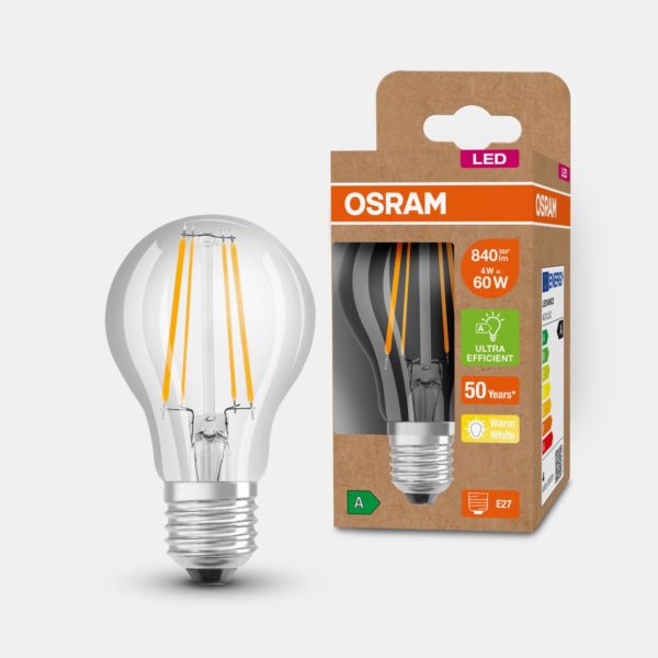 Ampoule LED OSRAM E27 A60 4W 840lm 3.000K claire Osram