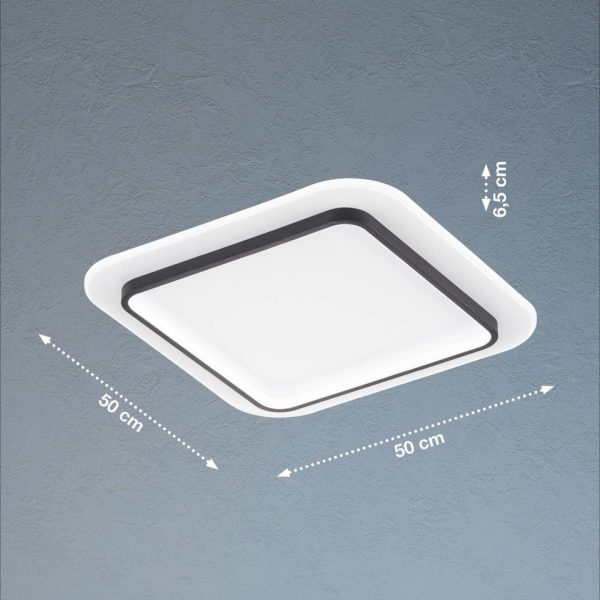 FISCHER & HONSEL Plafonnier LED Blithe, 50×50 cm, carré FISCHER & HONSEL