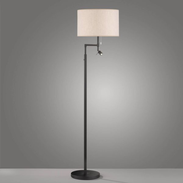 FISCHER & HONSEL Lampadaire Teramo avec liseuse LED abat-jour sable FISCHER & HONSEL