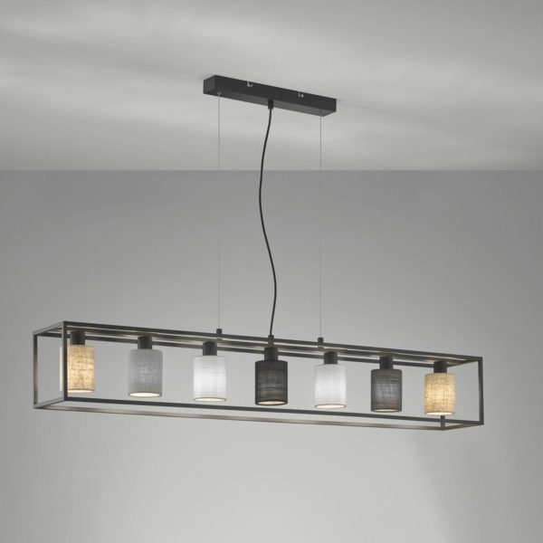 FISCHER & HONSEL Suspension Isko, à sept lampes FISCHER & HONSEL