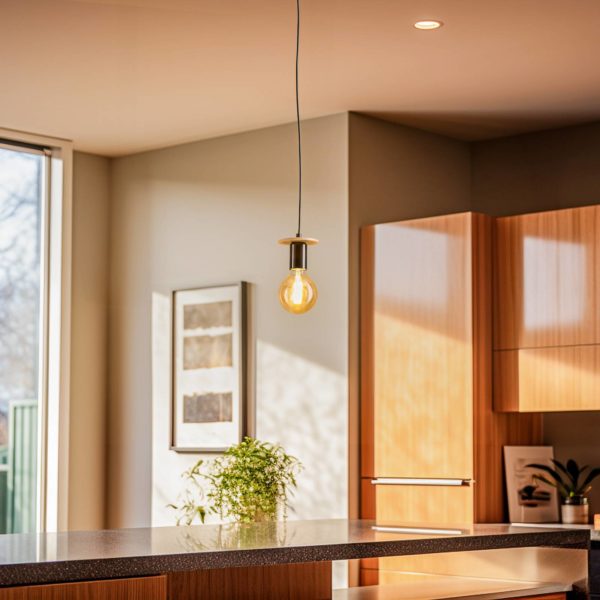 Envostar Yorik suspension 1 lampe noir/bois clair Envostar