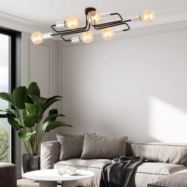 EMIBIG LIGHTING Plafonnier Veken 6A à six lampes noir/argente EMIBIG LIGHTING