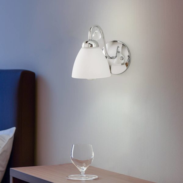 Lamkur Applique Miranda avec abat-jour verre, chromée Lamkur