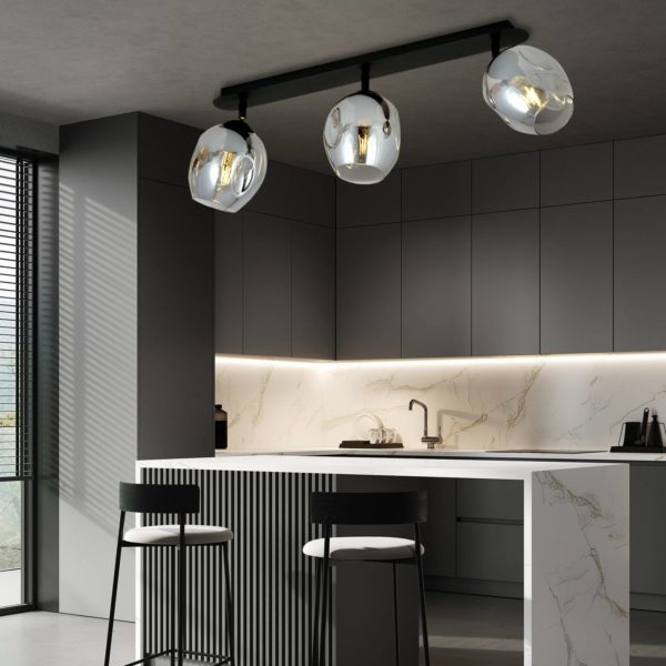 EMIBIG LIGHTING Plafonnier Flow 3 à trois lampes graphite EMIBIG LIGHTING