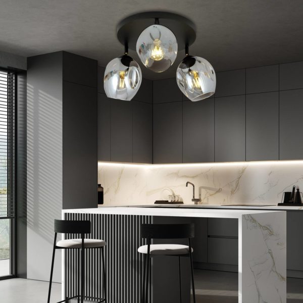EMIBIG LIGHTING Plafonnier Flow 3 Prem à trois lampes graphite EMIBIG LIGHTING