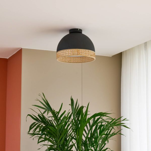 Lindby Lonnaris plafonnier avec rotin, fixe LINDBY