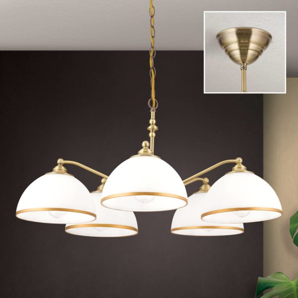 Orion Suspension Old Lamp avec chaîne, à 5 lampes Orion