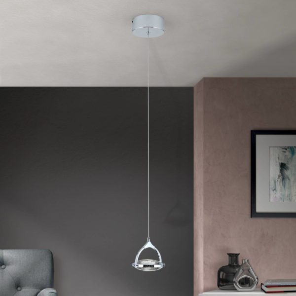 Orion Suspension LED Moon, cristal K9, 1 lampe, chromée Orion