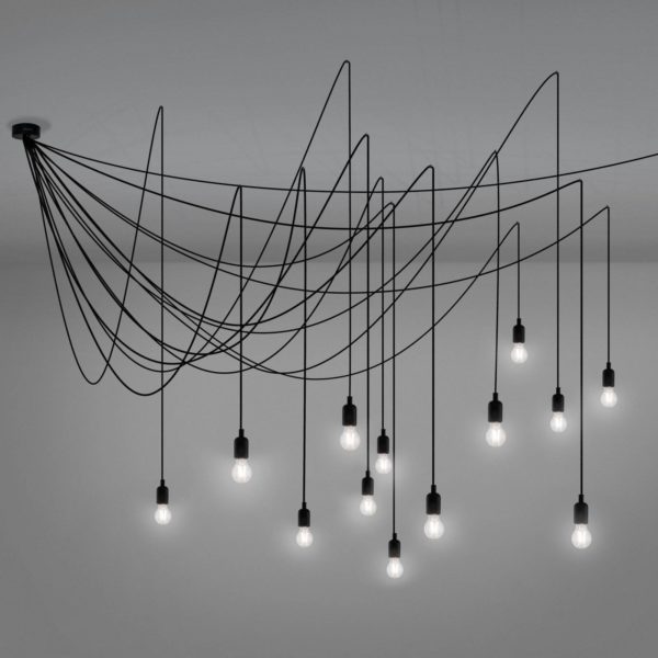 SELETTI Suspension LED Maman noire 14 lampes transparente Seletti