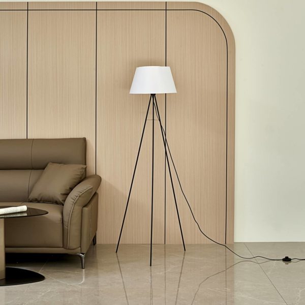ELC Elsika lampe trépied, abat-jour tissu, brun ELC