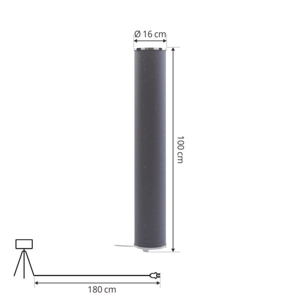 ELC Birkara lampadaire gris, forme cylindrique ELC