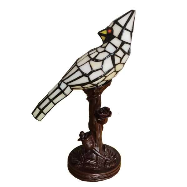 Clayre&Eef Lampe à poser 5LL-6102N Oiseau, crème Tiffany Clayre&Eef