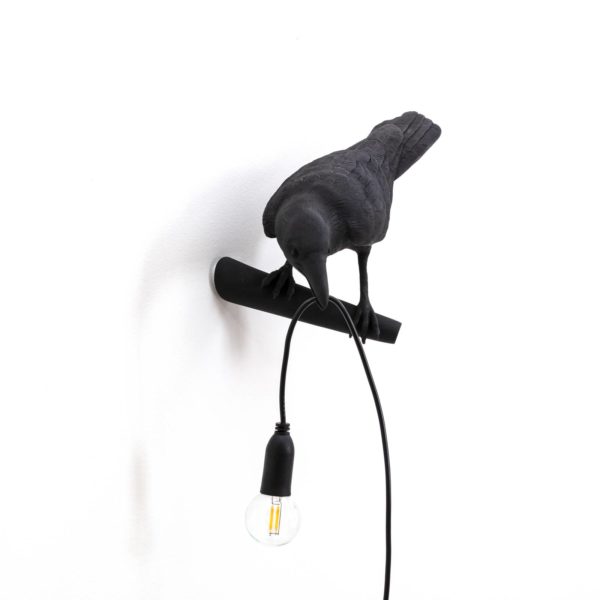 SELETTI Applique déco LED Bird Lamp, vue gauche, noire Seletti