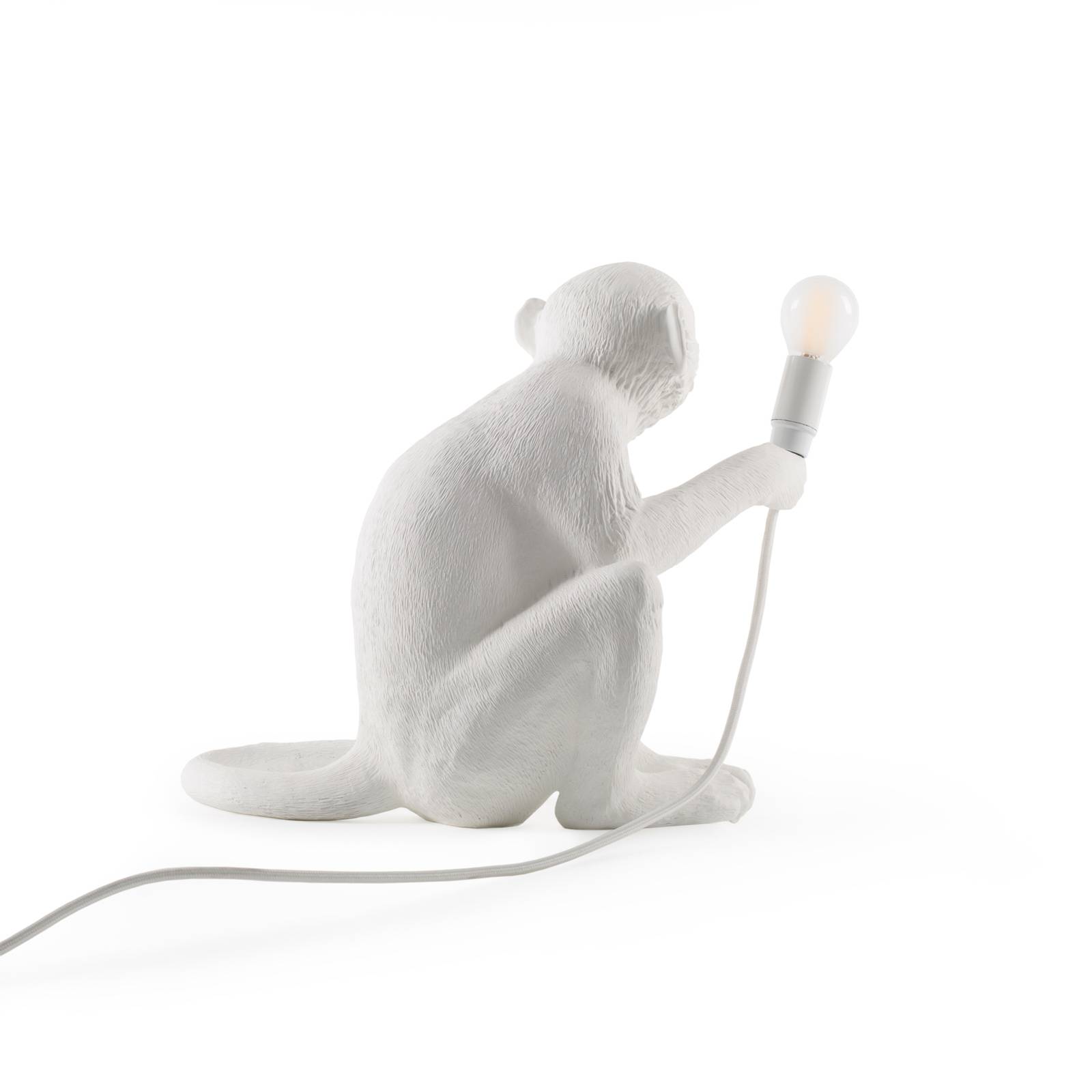 SELETTI Lampe terrasse déco LED Monkey Lamp blanc assise Seletti