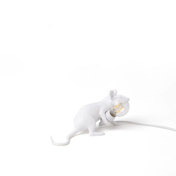 SELETTI Lampe déco LED Mouse Lamp USB couchée blanche Seletti