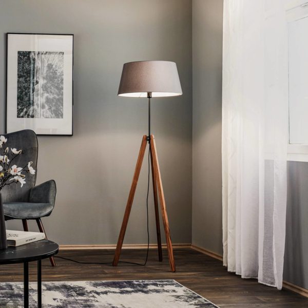 Quitani lampadaire Reba, tripode, chintz graphite quitani