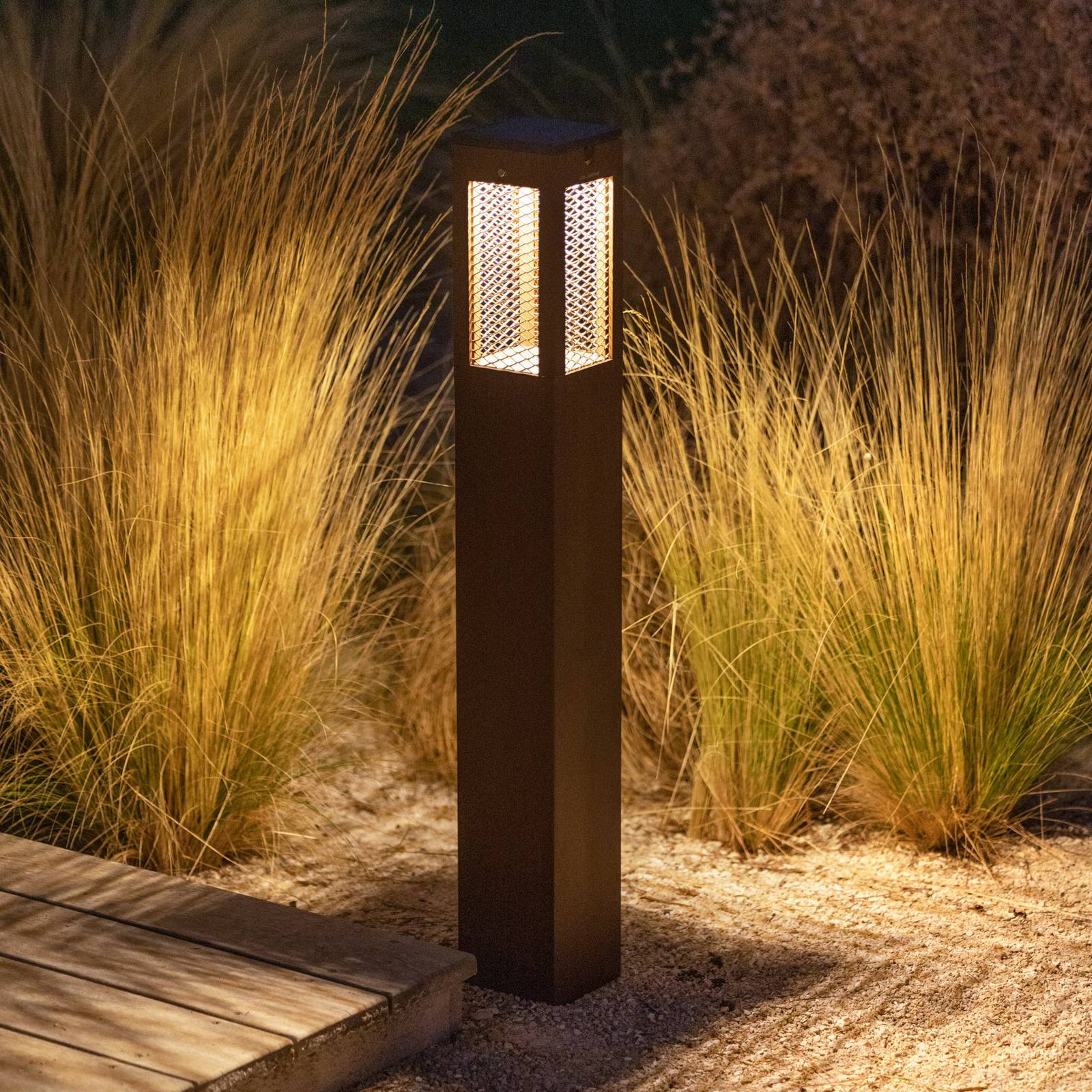 Les Jardins Borne solaire LED Tradition capteur Corten 90 cm Les Jardins