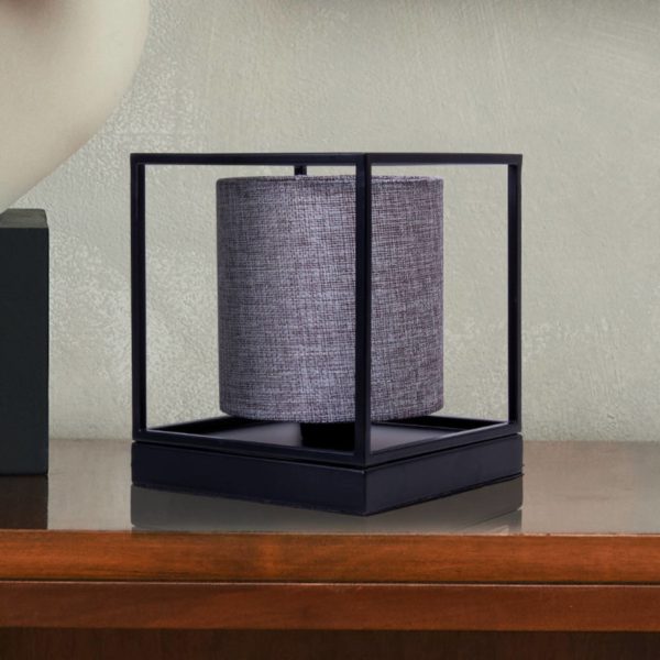 Näve Lampe à poser Beta en métal abat-jour tissu gris Näve