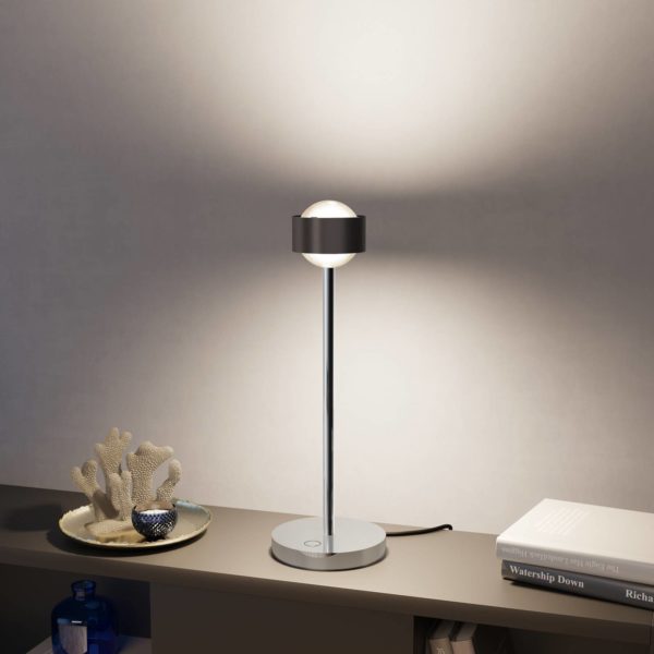 Top Light Puk! 80 Eye Table LED, mates, brun/chromé Top Light
