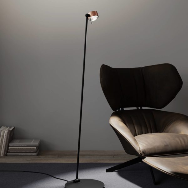 Top Light Puk! 80 Floor LED claires/mates, cuivré/noir Top Light