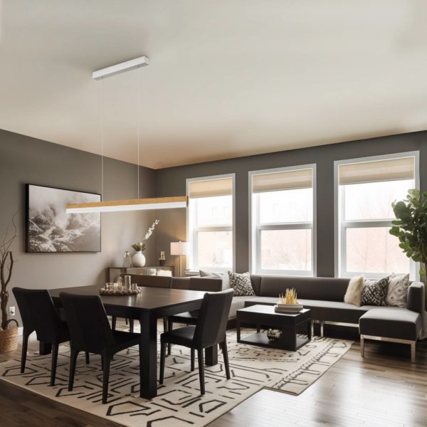 Quitani Suspension LED Keijo, nickel/chêne, 103 cm quitani