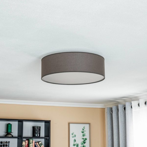 Euluna Roller plafond, abat-jour en tissu couleur terre, Ø40cm Euluna