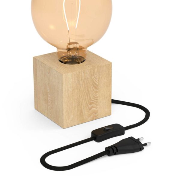Calex lampe à poser cubique avec placage bois Calex