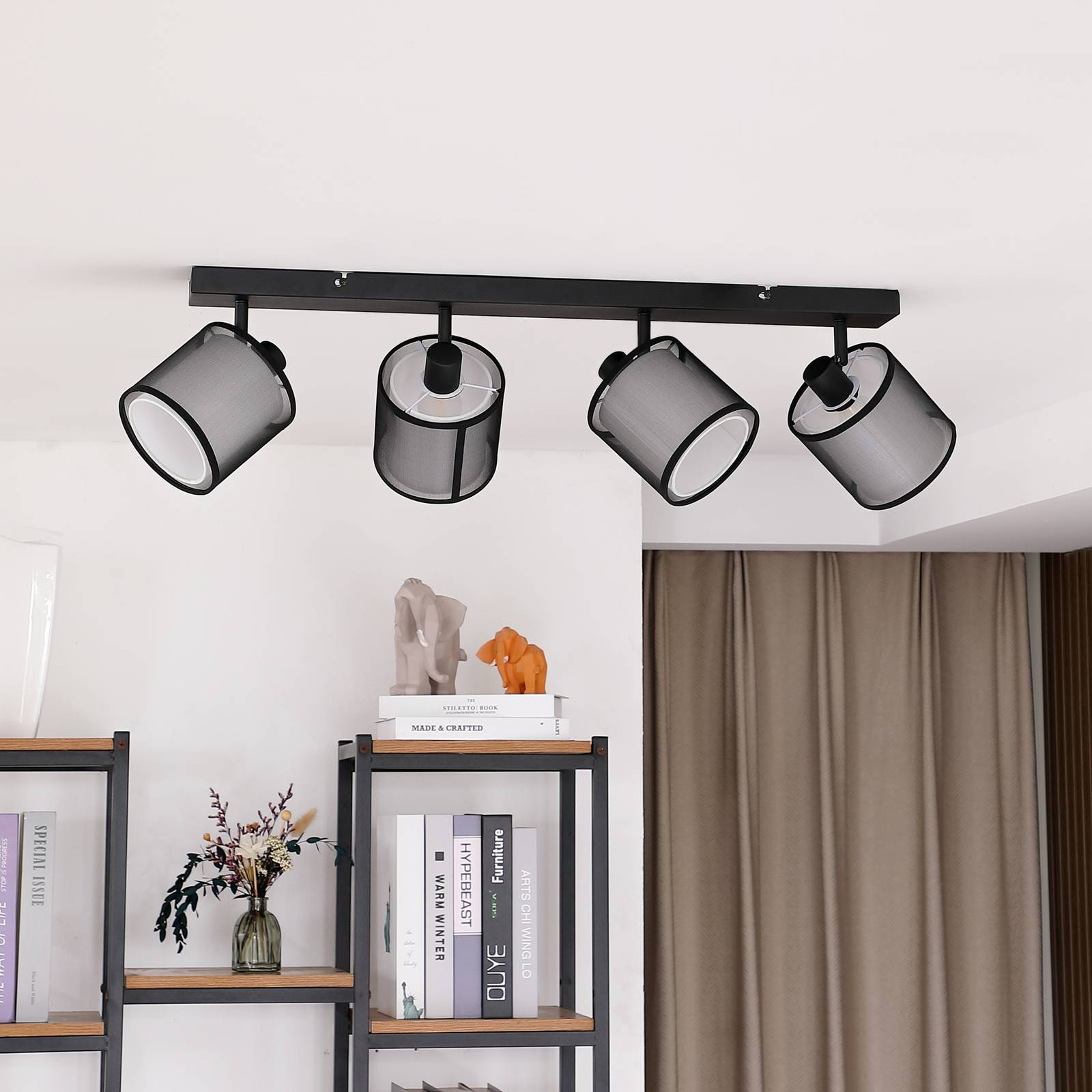 Lindby Chizoma spot plafond x4 abat-jour tissu LINDBY