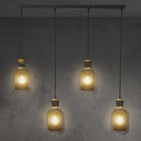 NOWA GmbH Suspension Ando abat-jour en verre, 4 lampes NOWA GmbH
