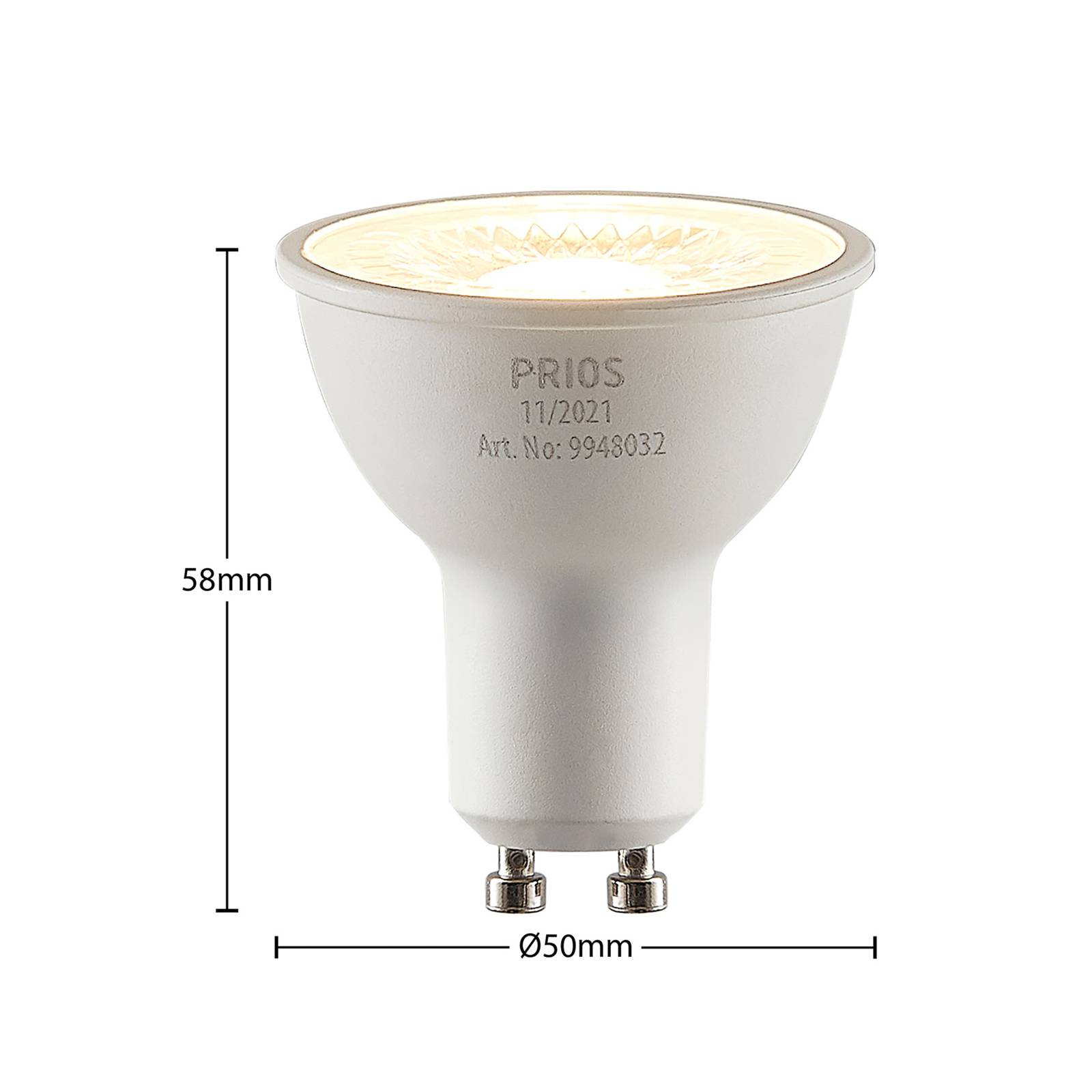 PRIOS Réflecteur LED GU10 5 W 3 000 K 60° x10 PRIOS