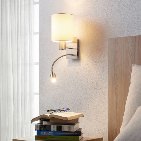 Lindby Shajan applique en tissu liseuse LED x2 LINDBY