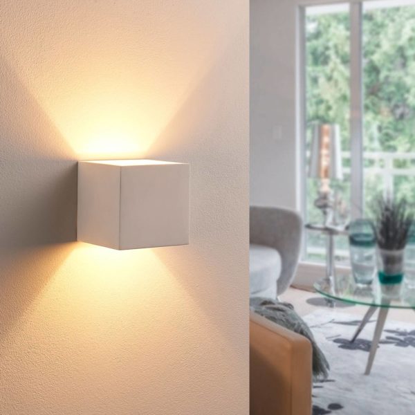 Lindby Lampe en plâtre LED Kay avec up/downlight