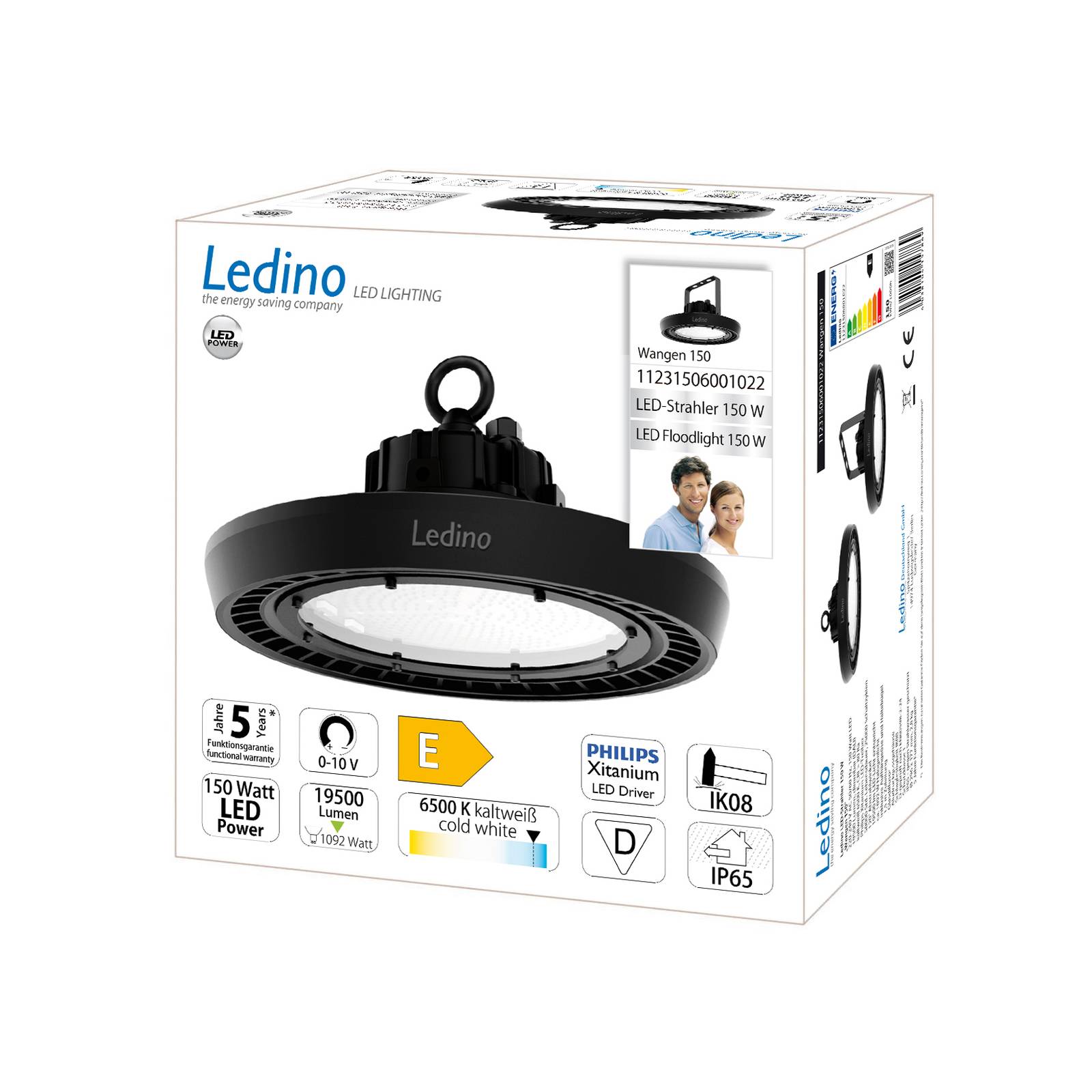 Ledino Projecteur de hall LED Wangen Highbay 6.500 K 150 W Ledino