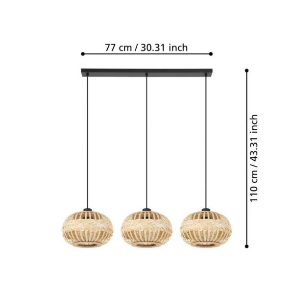 EGLO Amsfield 1 Suspension à trois lampes, allongée EGLO