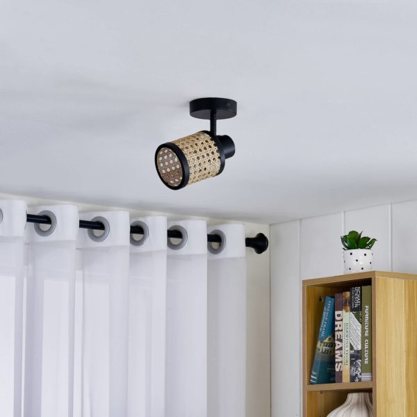 Lindby Yaelle spot métal rotin à 1 lampe LINDBY