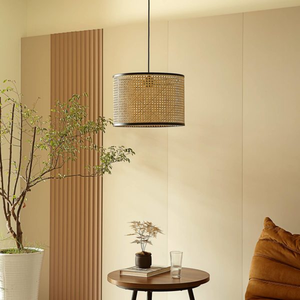 Lindby Yaelle suspension métal rotin Ø 40 cm LINDBY