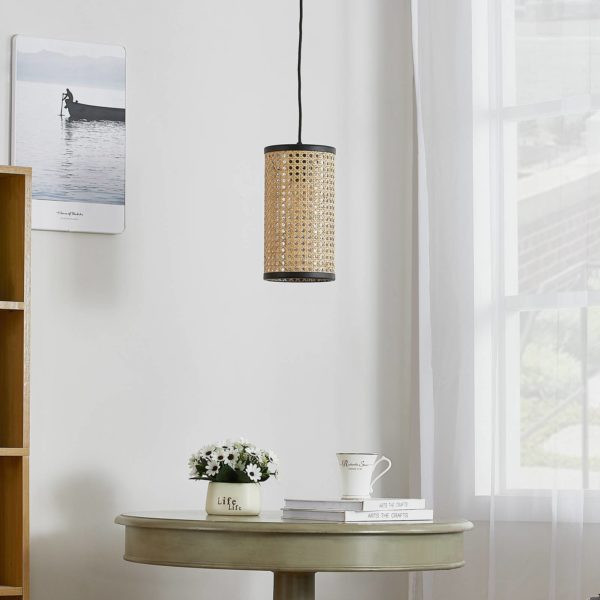 Lindby Yaelle suspension métal rotin Ø 15 cm LINDBY