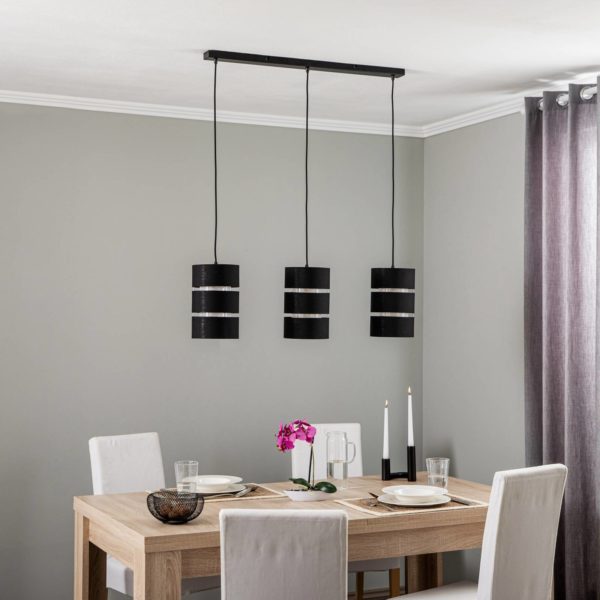 Lindby Tsomo suspension tissu Ø 40 cm à 3 lampes LINDBY
