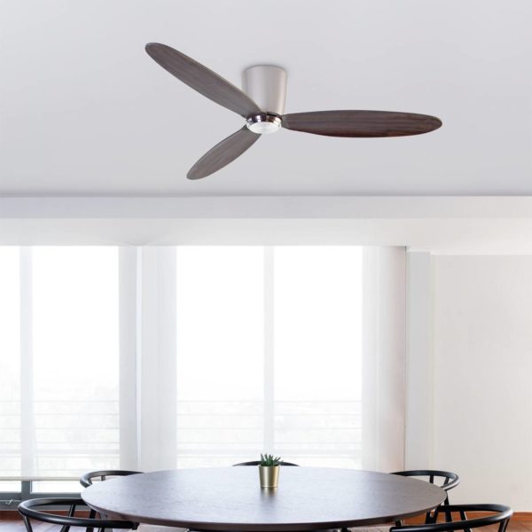 FARO BARCELONA Ventilateur plafond Nias L DC nickel/bois foncé FARO BARCELONA