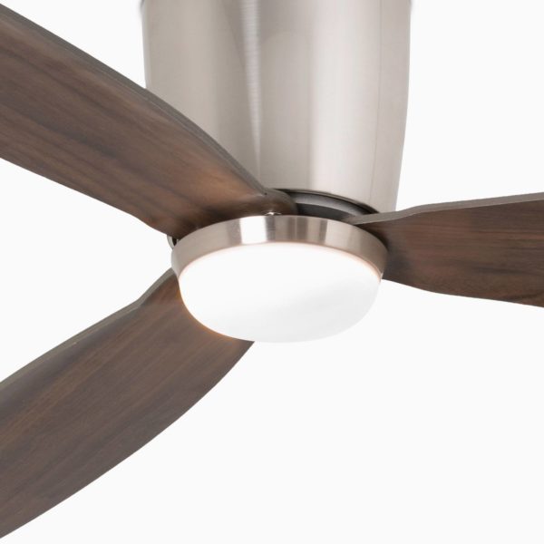 FARO BARCELONA Ventilateur plafond Nias LED DC nickel/bois foncé FARO BARCELONA