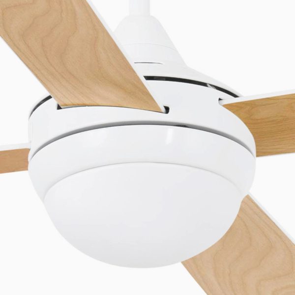 FARO BARCELONA Ventilateur Mini Icaria S lampe, blanc/bois FARO BARCELONA