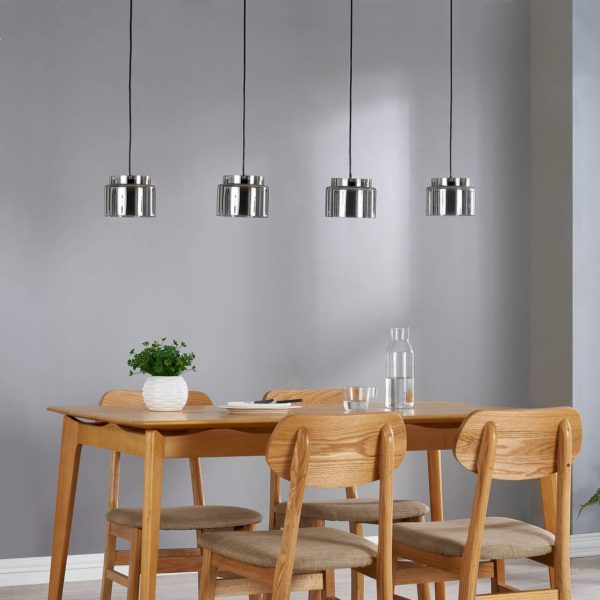 Lucande Diano suspension, gris fumée, à 4 lampes LUCANDE