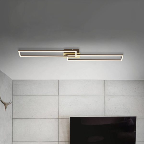 Briloner Plafonnier LED Frame à 2 lampes 110x25 cm CCT doré Briloner
