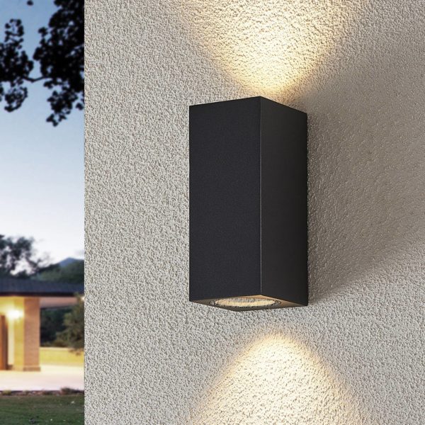 Lucande Spot mural Lavina à 2 lampes GU10 gris foncé x4 LUCANDE