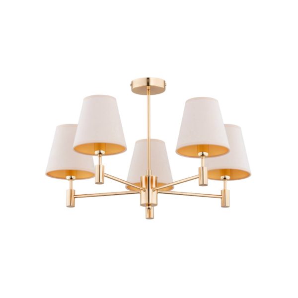 Alfa Plafonnier Astrit à 5 lampes doré/blanc Alfa