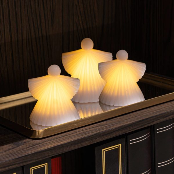 Sirius Figure déco LED Asta ange cire blanche, 10 cm, x2 Sirius